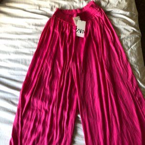 Zara pink flowy palazzo pants